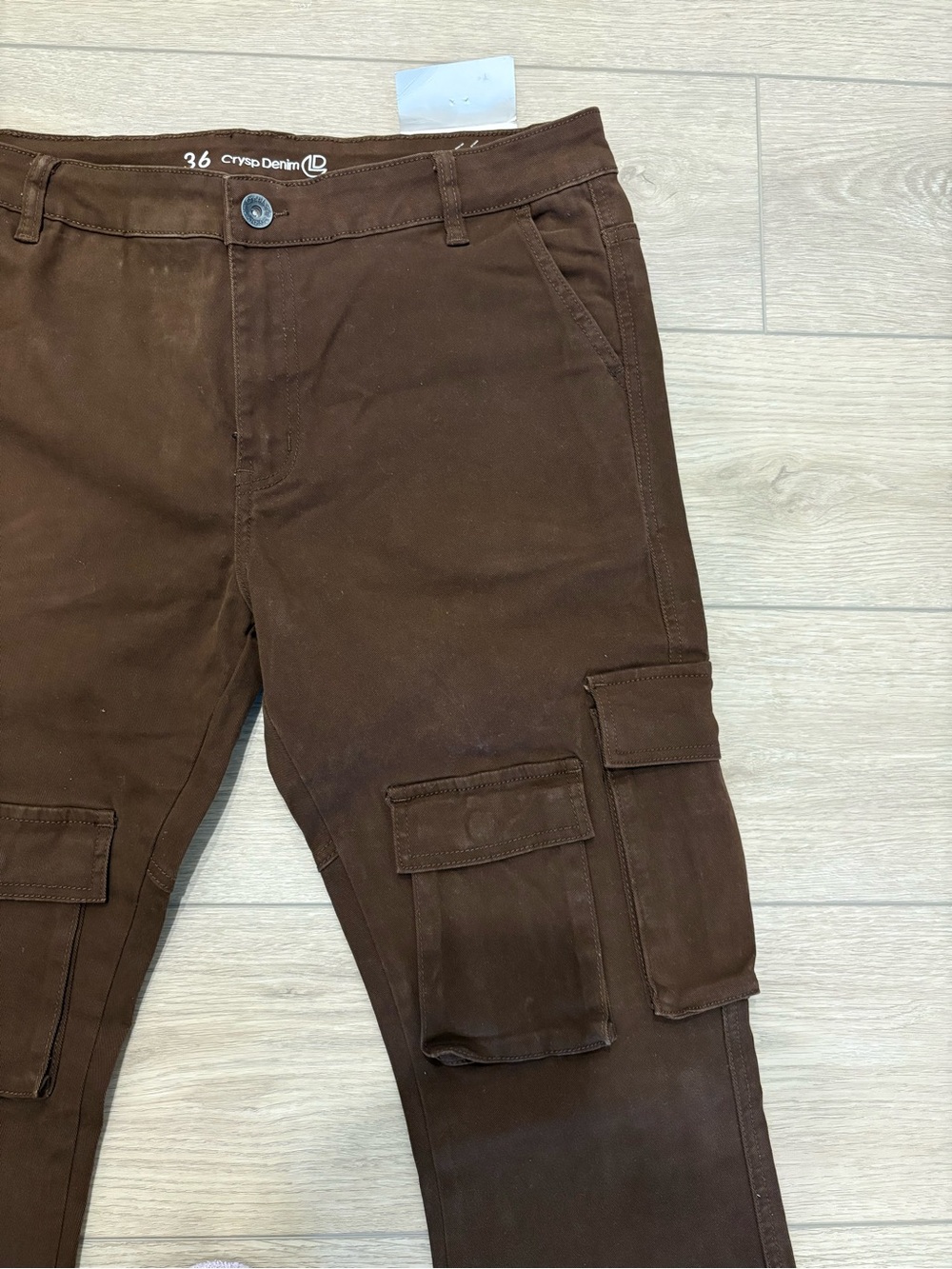 CRYSP Denim Men’s Fisher Stacked Cargo Pant ‘Brown’ - Picture 4 of 6